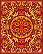 Rich Red Gold Swirl Mandala Rug