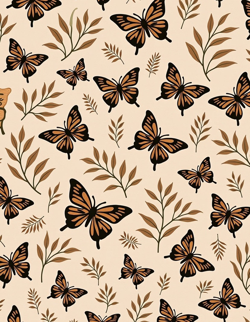 Brown Butterfly Leaf Pattern Rug