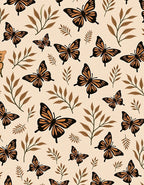 Brown Butterfly Leaf Pattern Rug
