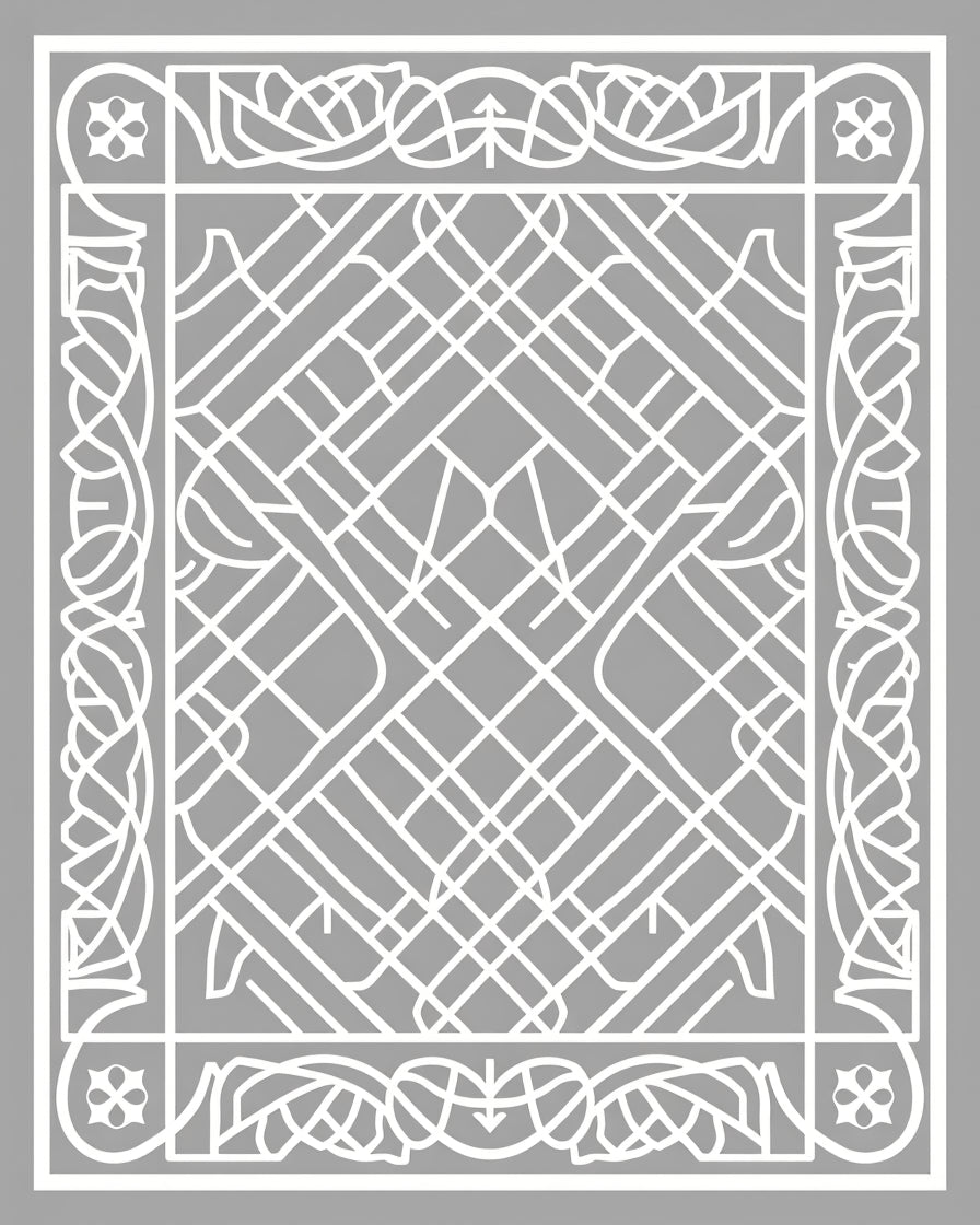 Intricate Lattice Floral Border Design Rug