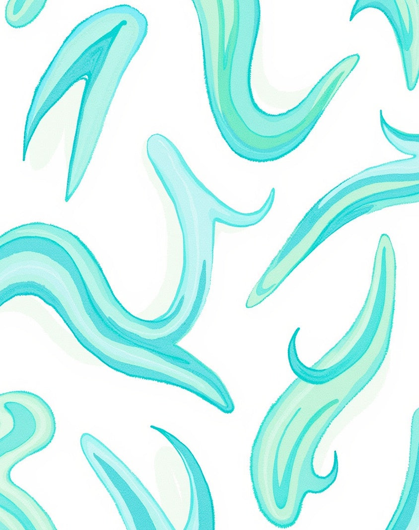 Blue Teal Flowing Abstract Pattern Rug