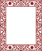 Elegant Red Floral Vine Border Design Rug