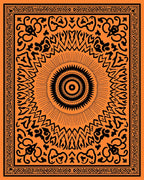 Bold Orange Black Sunburst Design Rug