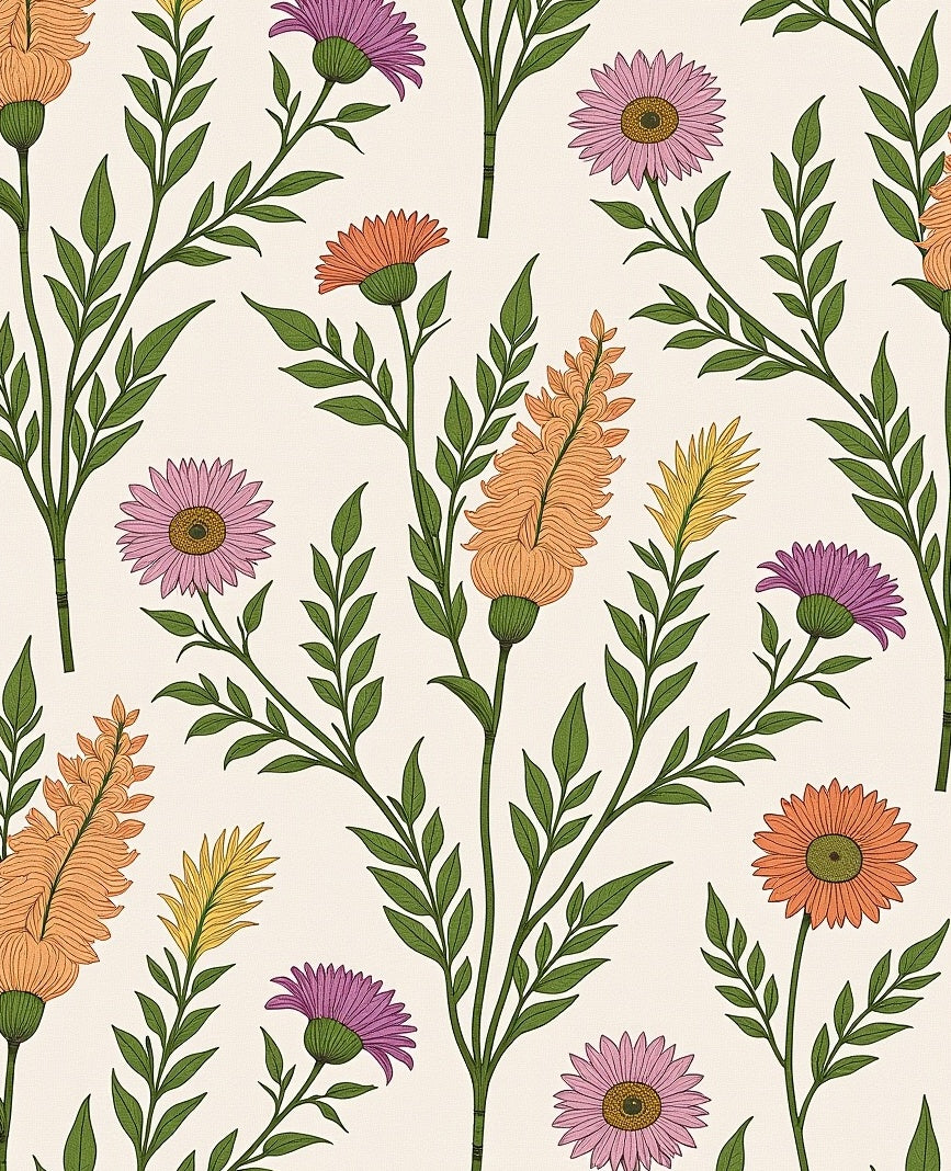 Whimsical Floral Garden Pattern Rug