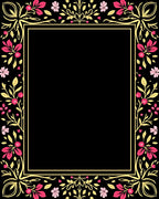 Golden Floral Pink Blossom Border Rug