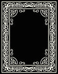 Intricate White Floral Scroll Frame Design Rug