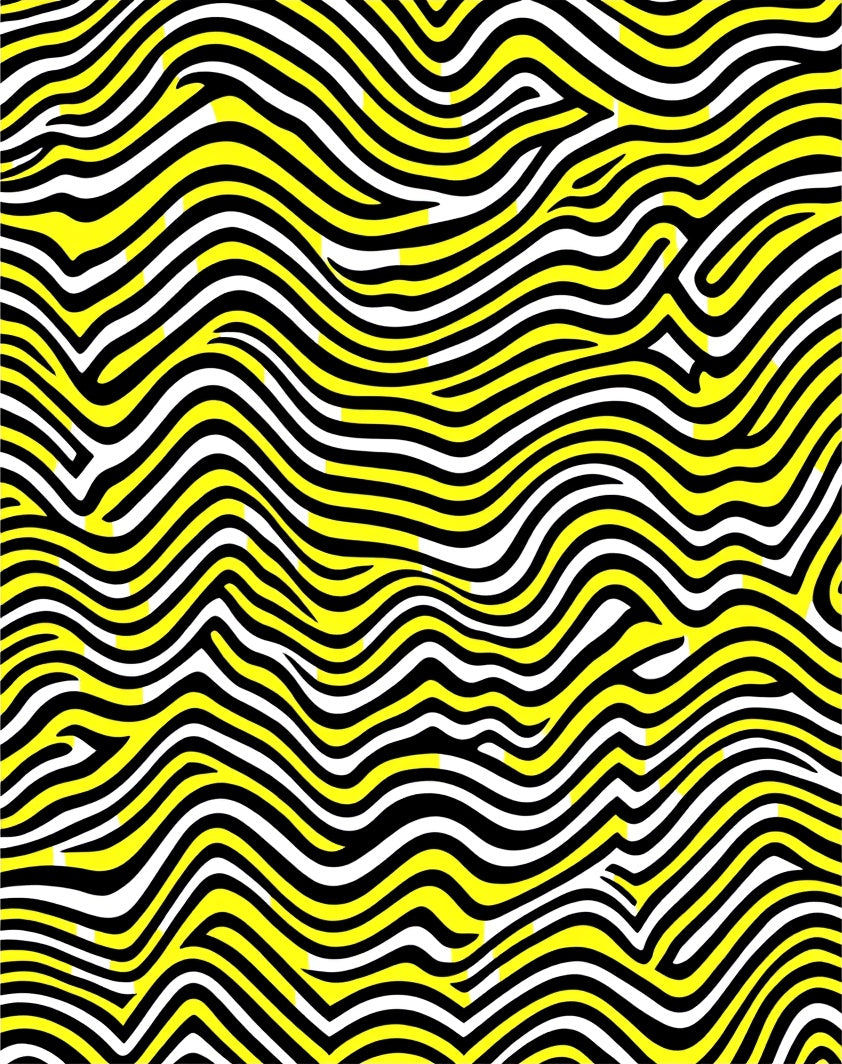 Bold Yellow Black Abstract Waves Rug