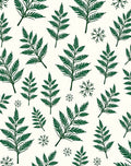 Green Fern Snowflake Pattern Rug