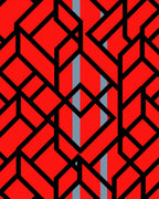 Modern Geometric Red Black Design Rug