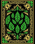 Ornate Green Gold Floral Motif Rug