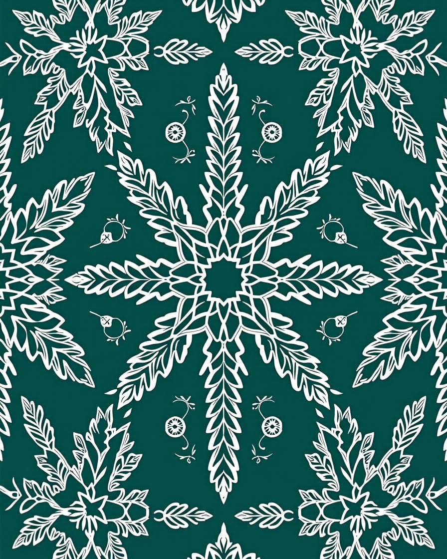 White Leaf Floral Symmetry Rug