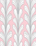 Pale Pink Gray Art Deco Floral Rug