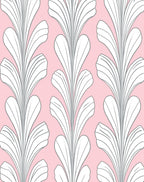 Pale Pink Gray Art Deco Floral Rug