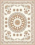 Floral Medallion Patterned Earthy Tones Rug