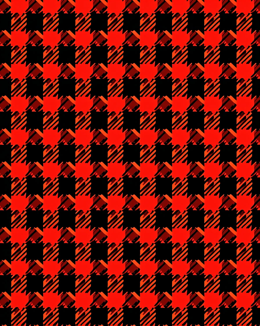 Bold Red Black Houndstooth Pattern Rug