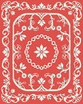Elegant Red Floral Scrollwork Design Rug