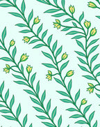 Green Vine With Yellow Blossom Pattern Rug