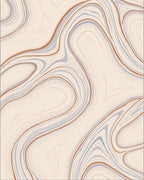 Abstract Swirls Ochre Blue Pattern Rug