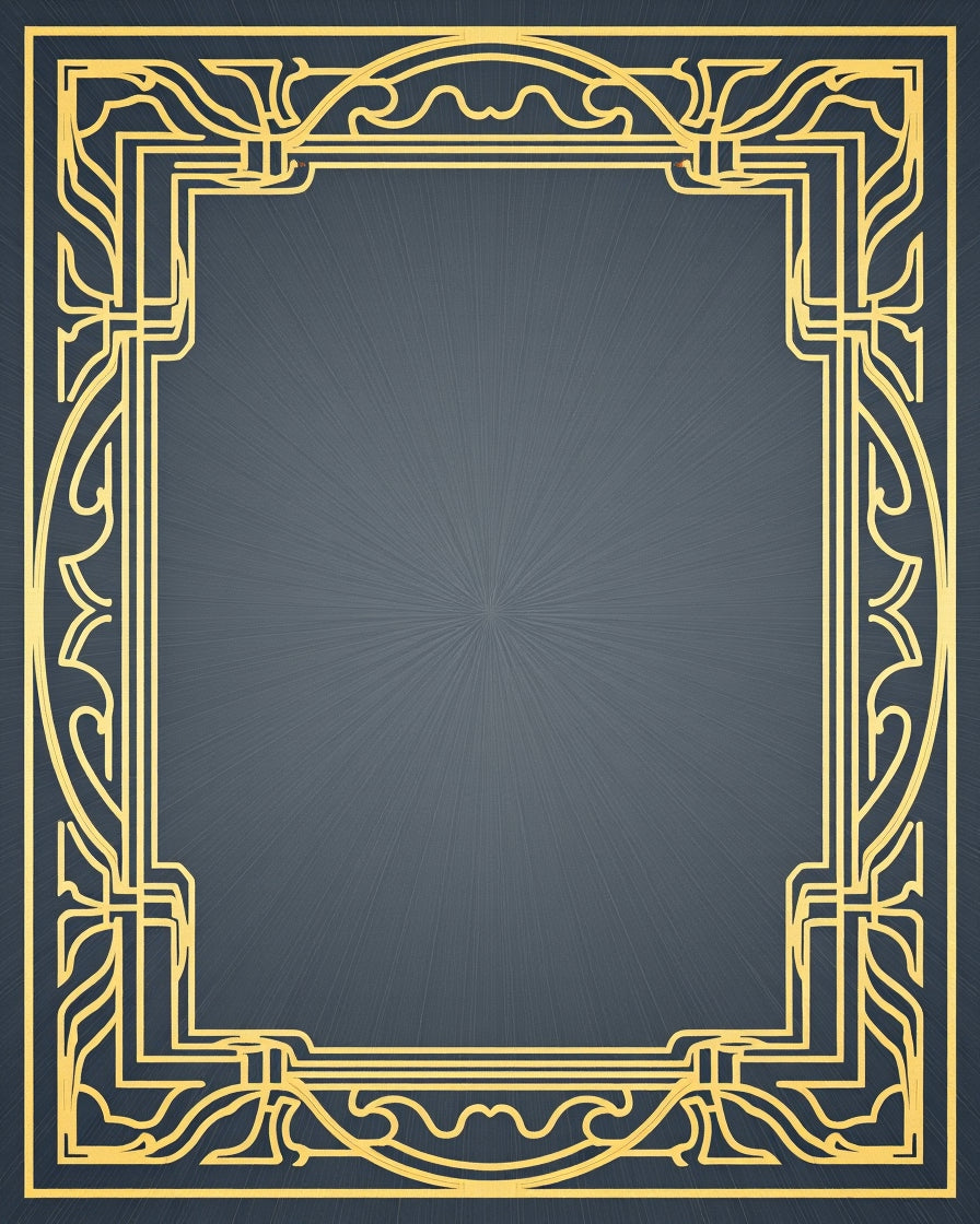 Elegant Gold Art Deco Frame Design Rug