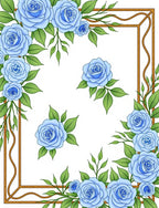 Floral Blue Rose Border Design Rug