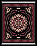Crimson Black Mandala Centerpiece Rug