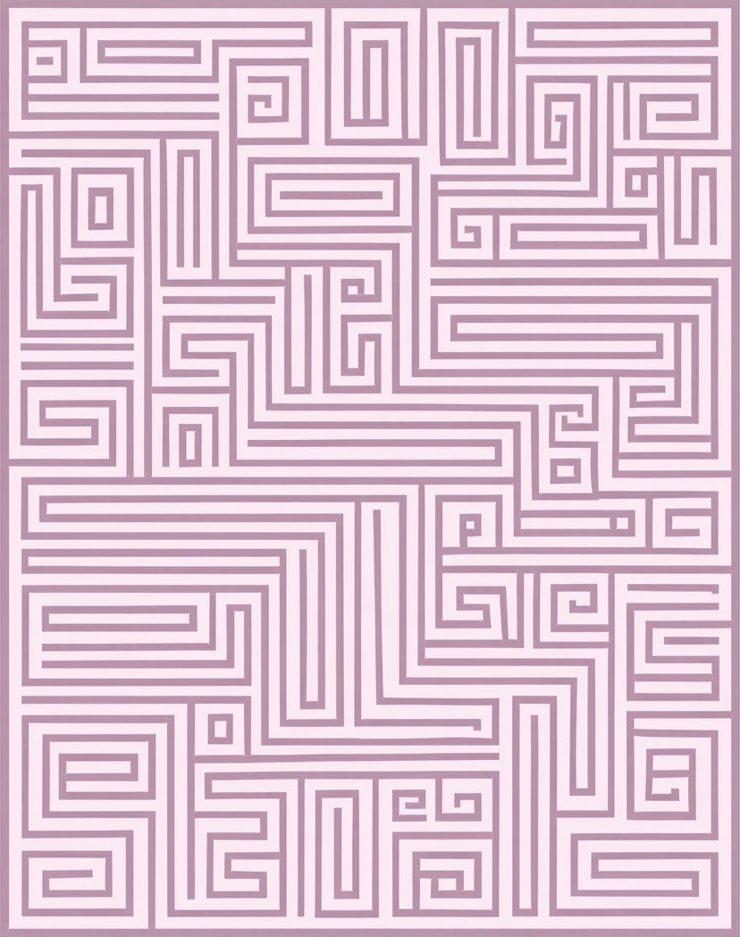 Mauve Geometric Maze Pattern Design Rug
