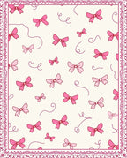 Pink Bows Swirls Pattern Rug