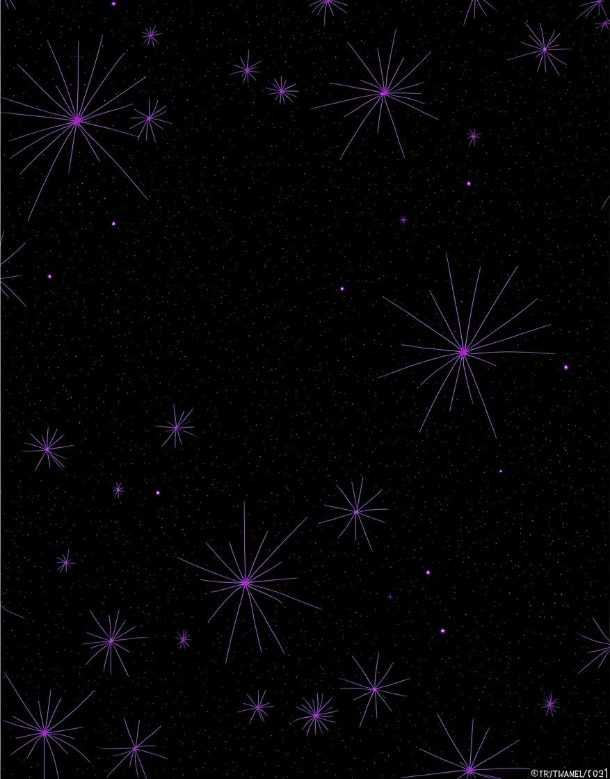 Purple Starbursts Scattered On Black Rug