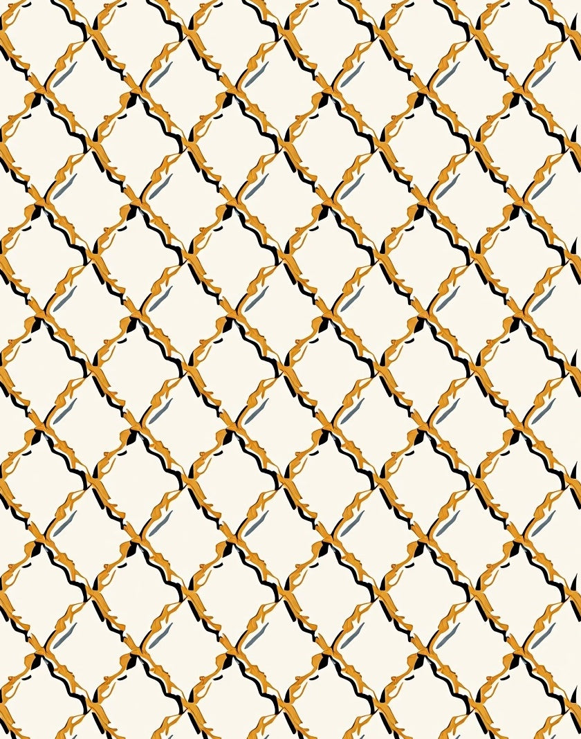 Diamond Patterned Golden Black Rug