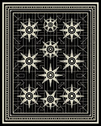 Geometric Starburst Patterned Art Deco Rug