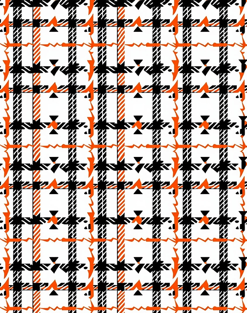 Bold Plaid Geometric Orange Pattern Rug