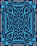 Abstract Blue Ornamental Pattern Design Rug