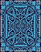 Abstract Blue Ornamental Pattern Design Rug