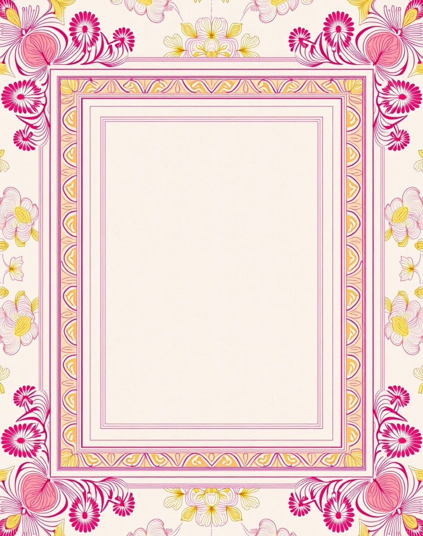 Vibrant Floral Patterned Geometric Rug