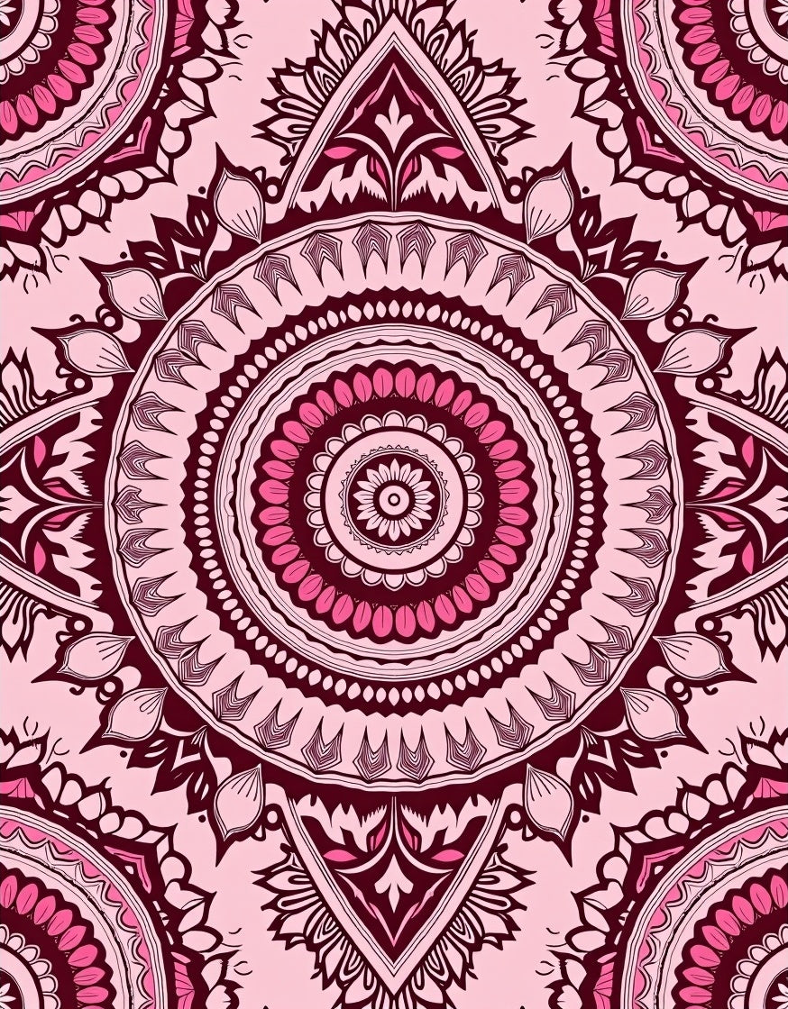Pink Mandala Geometric Pattern Rug