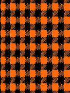 Bold Orange Black Checkered Pattern Rug