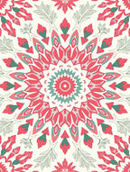 Coral Teal Floral Sunburst Rug