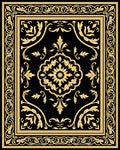 Elegant Black Gold Floral Scroll Rug