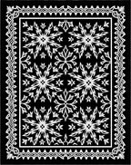 Bold Black White Floral Frame Rug