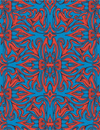 Blue Orange Abstract Swirl Pattern Rug