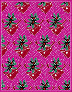 Abstract Pink Floral Leaf Pattern Rug