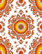 Orange Golden Radiant Mandala Design Rug