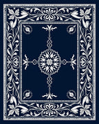 Ornate Floral Bordered Medallion Design Rug