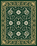 Ornate Floral Vine Border Design Rug