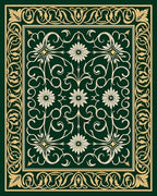 Ornate Floral Vine Border Design Rug