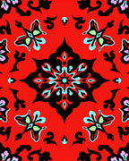 Bright Red Tribal Butterfly Medallion Rug