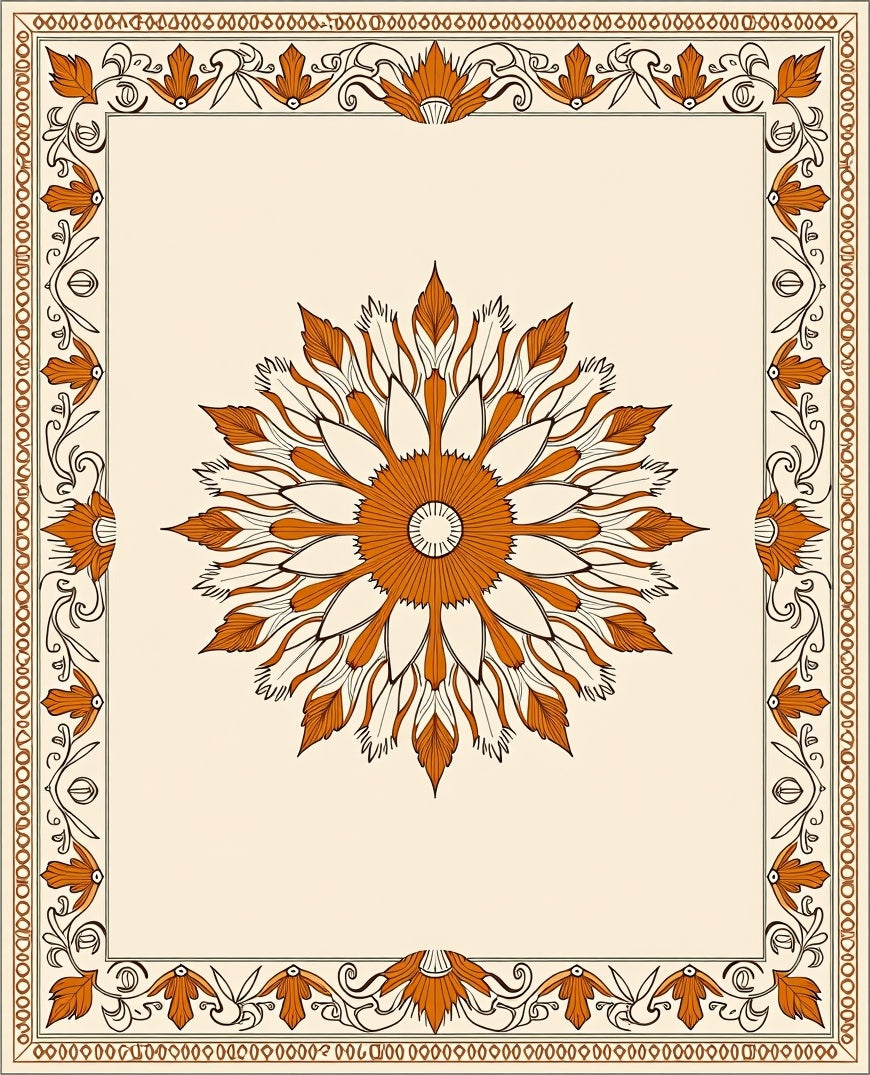 Orange Blossom Mandala Accent Rug