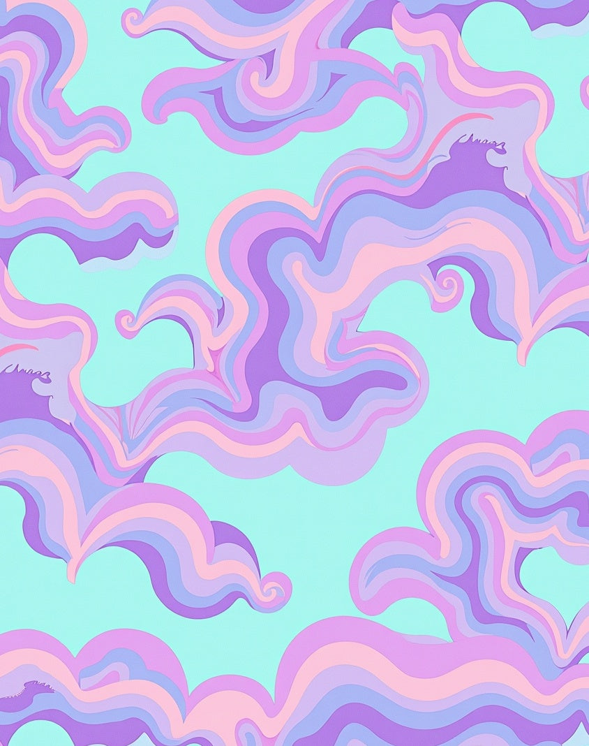 Pastel Swirl Cloud Pattern Rug