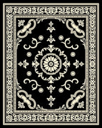 Elegant Black Cream Scroll Rug