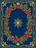 Ornate Floral Border Dark Blue Rug